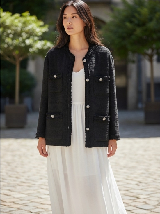 H&M Jackets & Blazers - Chic Luxury Style H&M Black Tweed Bouclé Jacket. Size Med/large. See Description